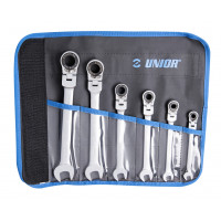 Sada kĺbových kombinovaných račňových kľúčov v brašni