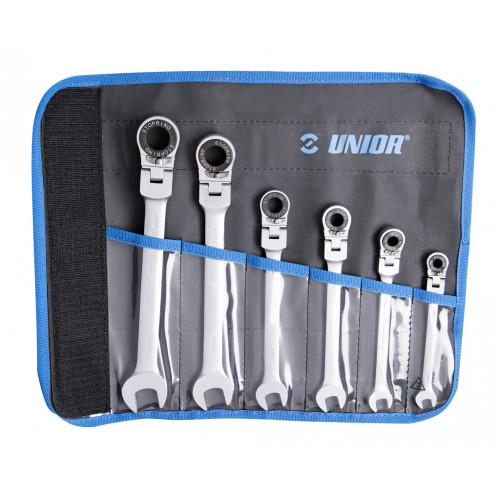 Sada kĺbových kombinovaných račňových kľúčov v brašni