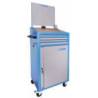 Pojazdný stôl so stenou na náradie a dverami