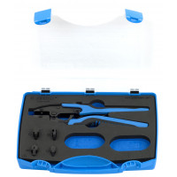 Sada lisovacích klieští s vymeniteľnými čeľusťami v plastovom boxe