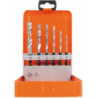 6 - dielna sada špiráľových vrtákov do dreva so 6 - hranom