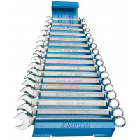 Sada kombinovaných, dhých kľúčov  v kovovom stojane