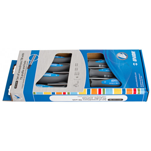 Sada TORX skrutkovačov TBI s otvorom v kartóne