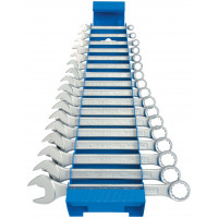 Sada kombinovaných, krátkych kľúčov v kovovom stojane