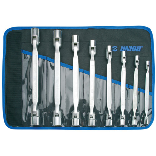 Sada hlavicových dvojstranných kľúčov s kĺbom v brašni