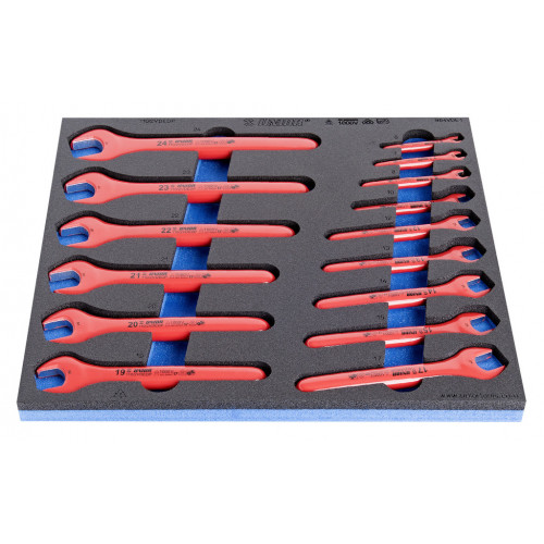 Sada izolovaných vidlicových kľúčov v SOS zásobníku