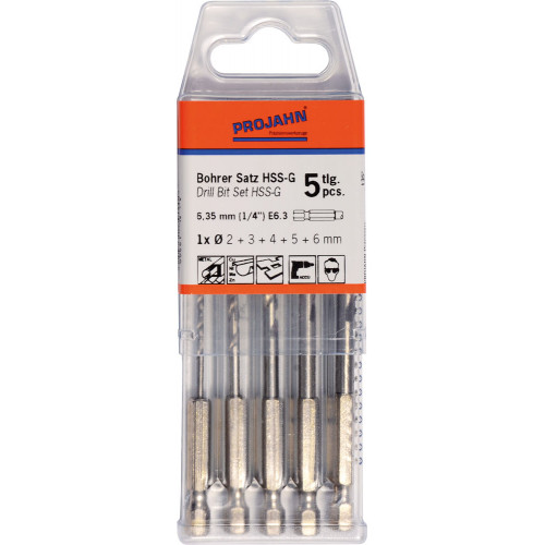 5 - dielna sada bit ( 6,35 mm ) vrtákov HSS G