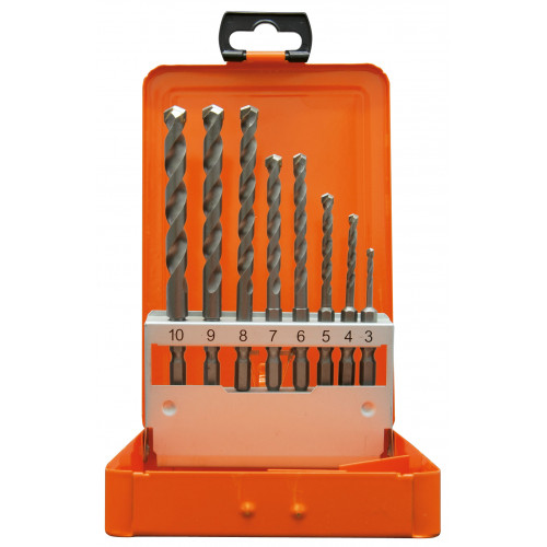 8 - dielna sada vrtákov do muriva so 6 - hran stopkou