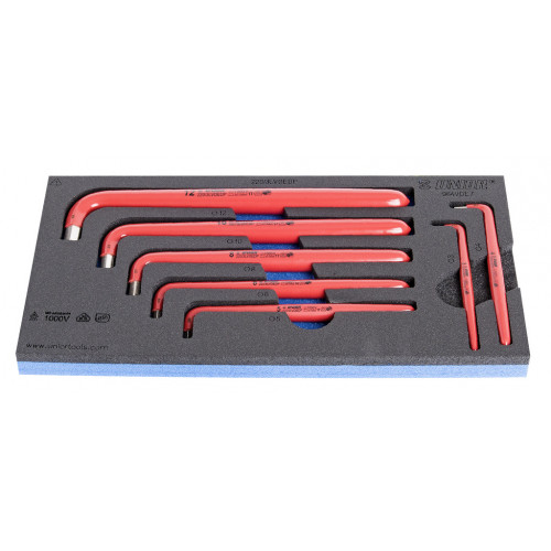 Sada izolovaných imbusových kľúčov v SOS zásobníku